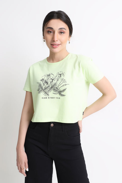 Floral Boxy Cropped Graphic T-Shirt